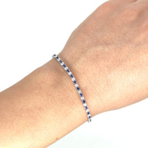 Bracciale tennis zirconi bianchi blu argento