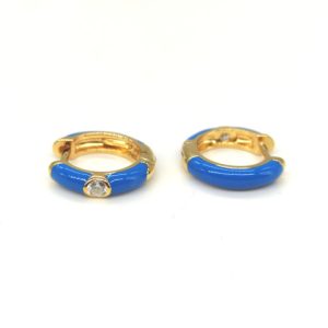 Orecchini cerchio smaltato blu argento dorato