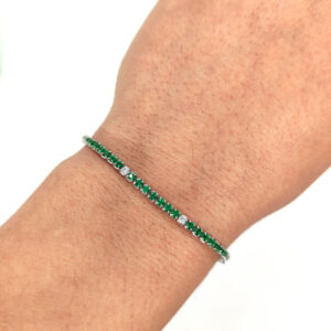 Bracciale tennis zirconi verde bianchi argento