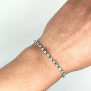 Bracciale tennis zirconi bianchi verdi argento