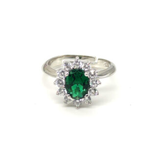Anello Kate zirconi verde smeraldo argento