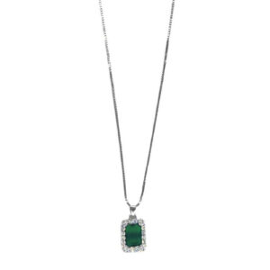 Collana pendente rettangolare smeraldo argento