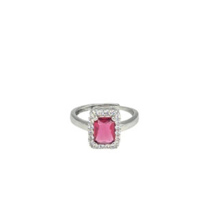Anello rettangolare rosso rubino argento